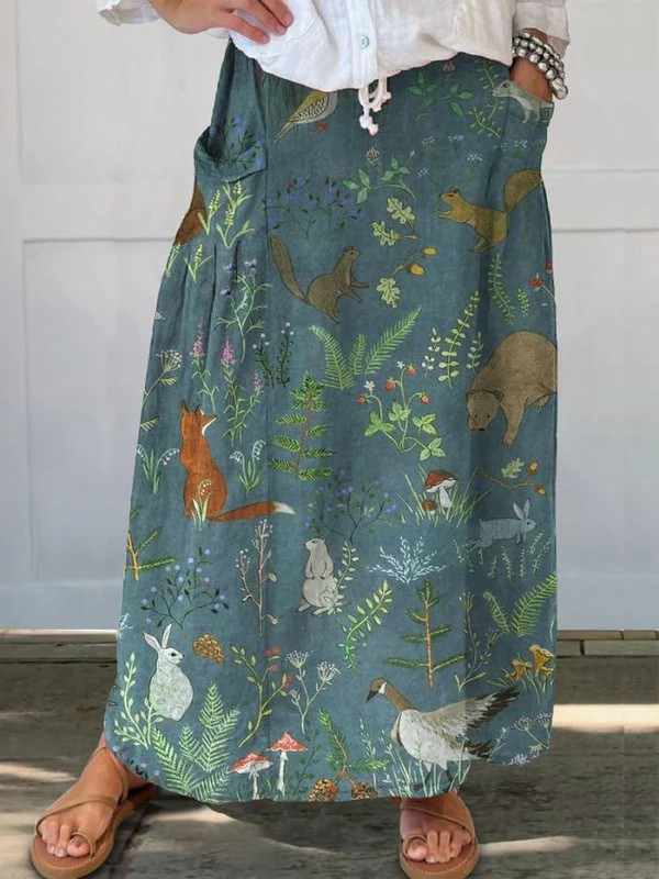 Women's Casual Pocket Skirt Floral Print - Vonnera