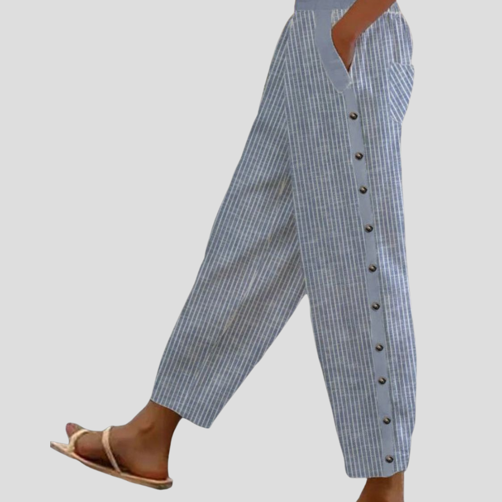 Women's Striped Loose Fit Pants with Pockets - Vonnera