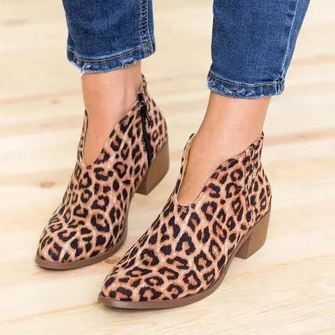 V-Cut Black Ankle Boots for Women – Stylish & Comfortable Everyday Wear