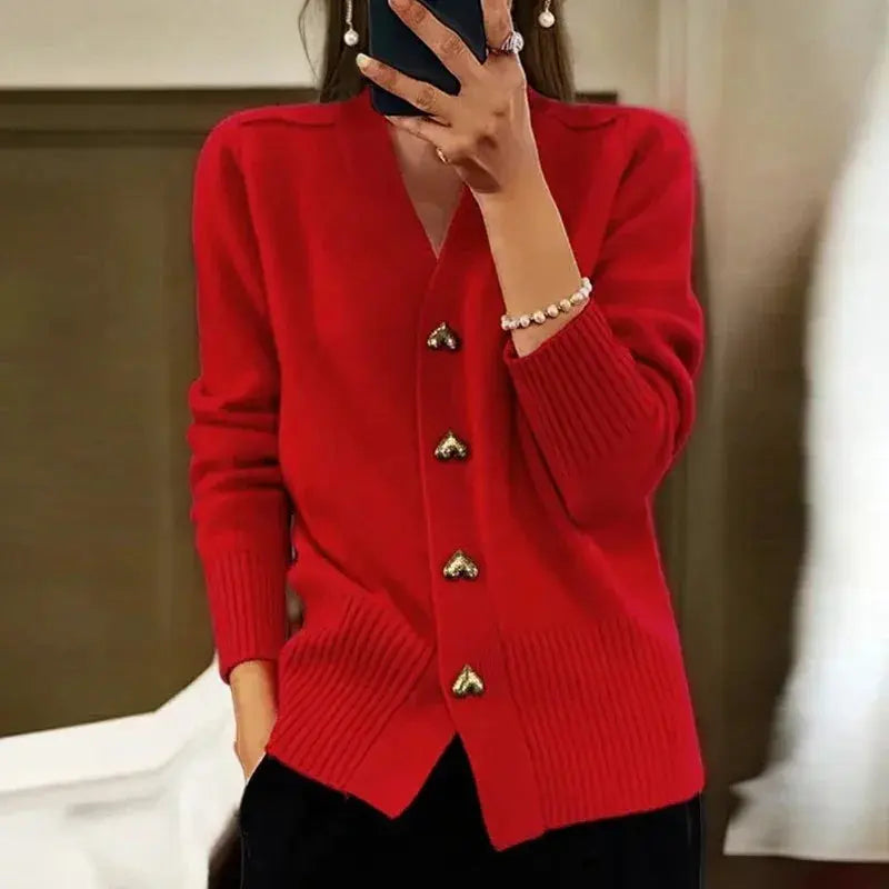 Women's V-Neck Cardigan Sweater Cozy Layering - Vonnera