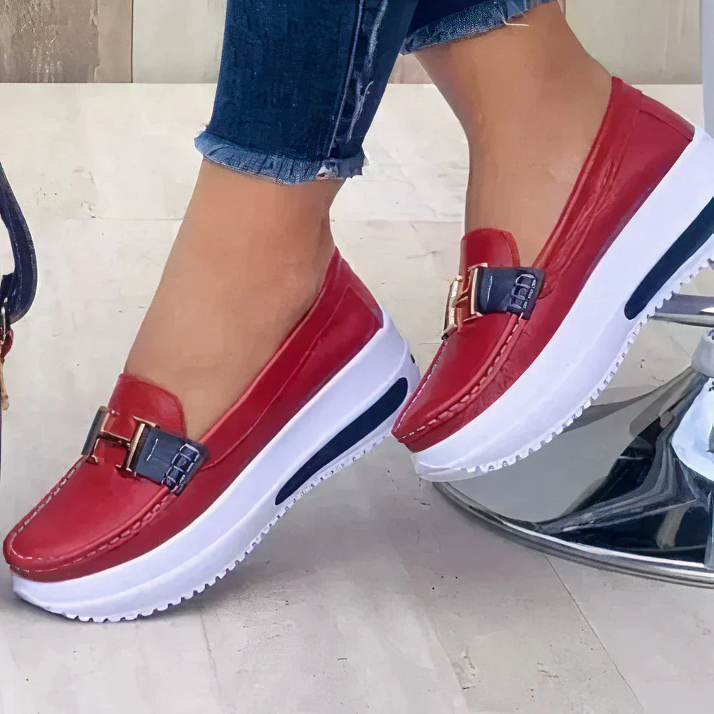 Women's Platform Loafers Slip On Style - Vonnera