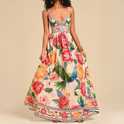 Valentina Rossi Women's Maxi Dress Tropical Print Empire Waist