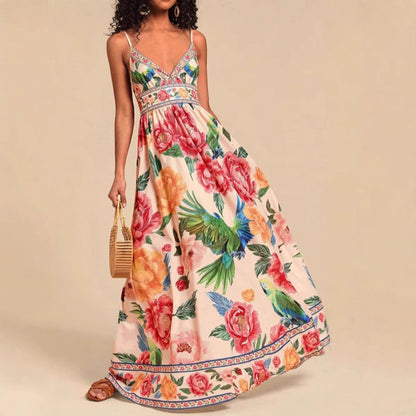 Valentina Rossi Women's Maxi Dress Tropical Print Empire Waist - Vonnera
