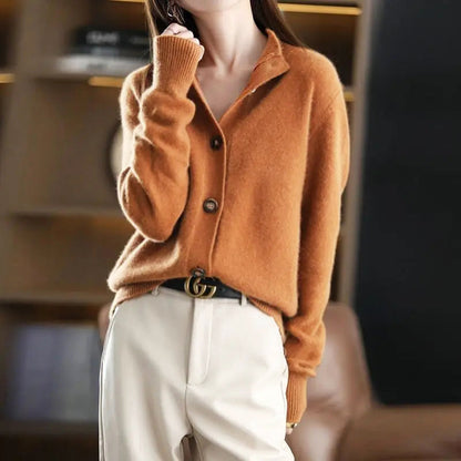 Valentina Rossi Women's Plush Cardigan Asymmetrical High Neck - Vonnera
