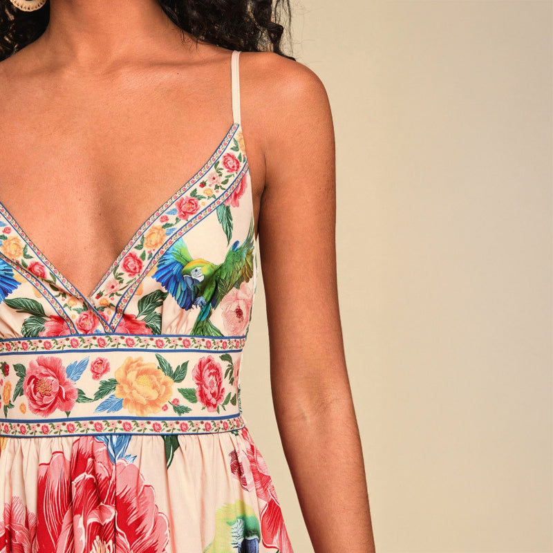 Valentina Rossi Women's Maxi Dress Tropical Print Empire Waist