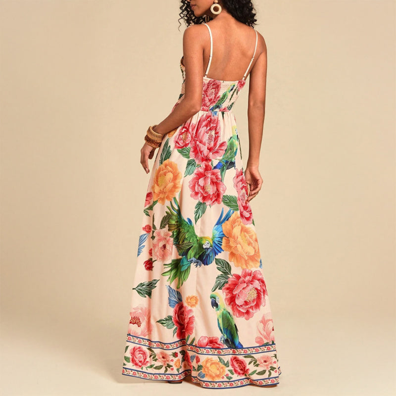 Valentina Rossi Women's Maxi Dress Tropical Print Empire Waist