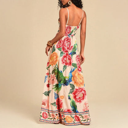 Valentina Rossi Women's Maxi Dress Tropical Print Empire Waist