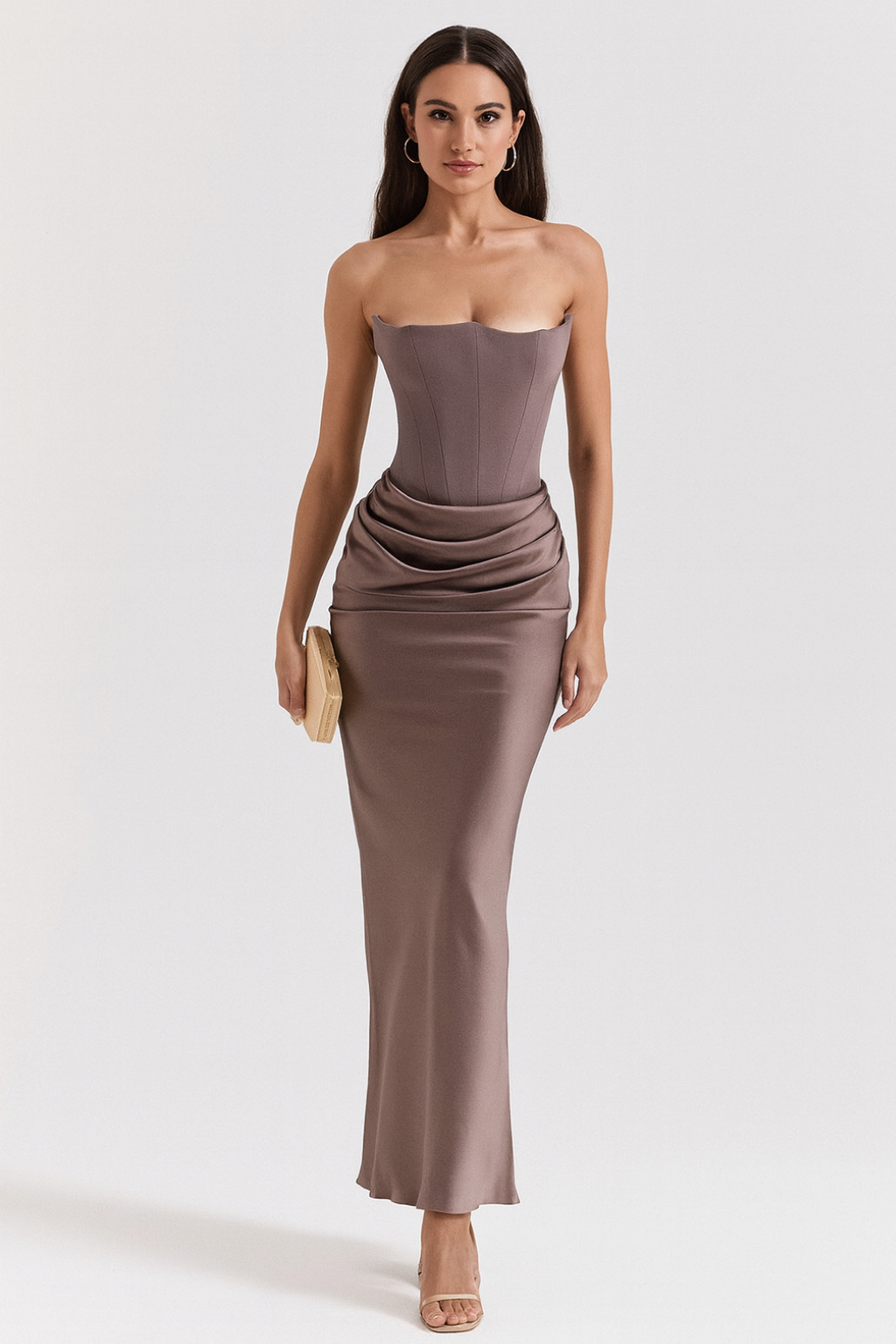 Strapless Maxi Dress Flowing Silhouette - Vonnera