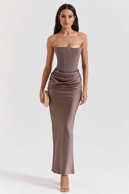 Strapless Maxi Dress Flowing Silhouette - Vonnera