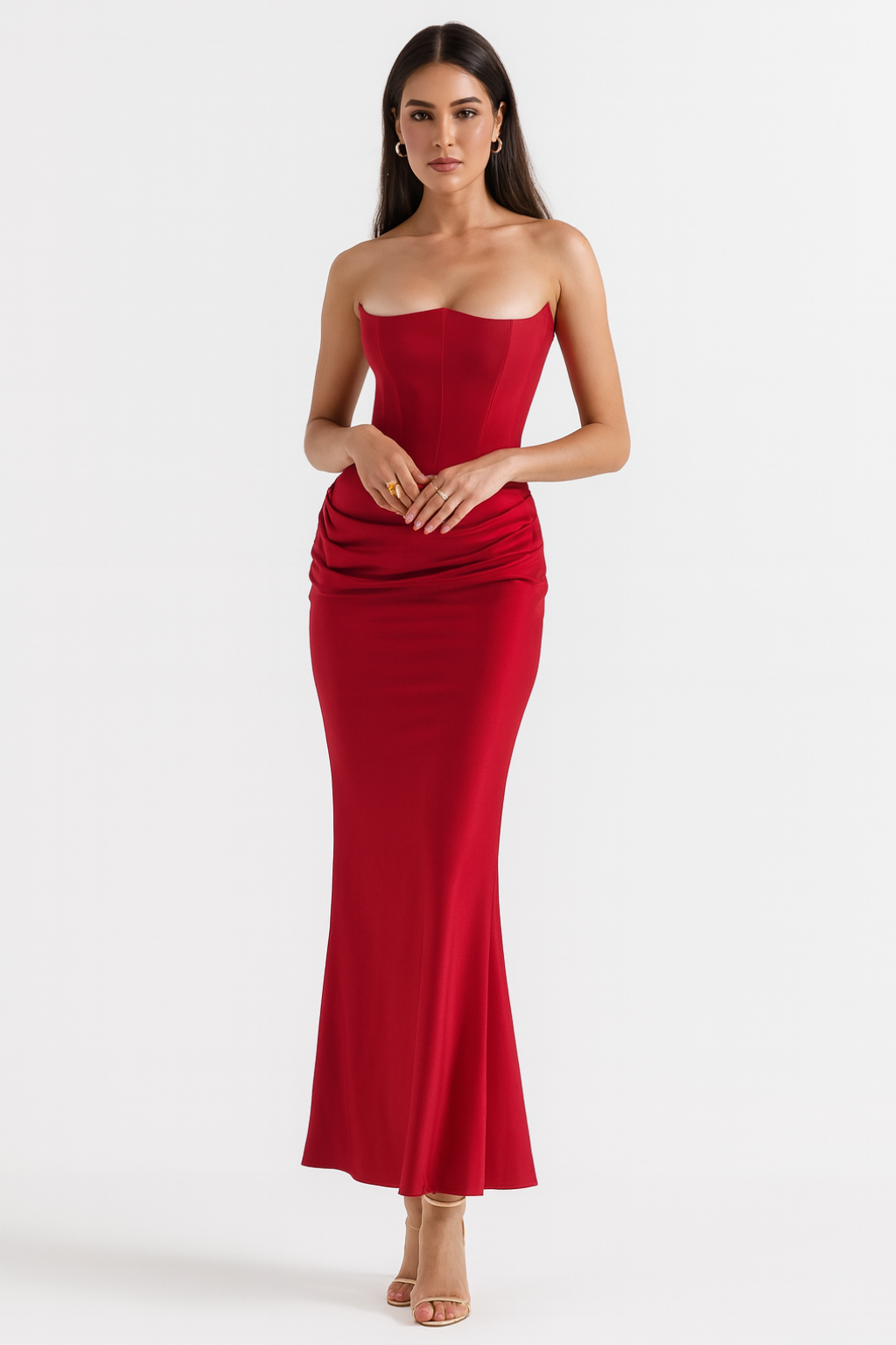 Strapless Maxi Dress Flowing Silhouette