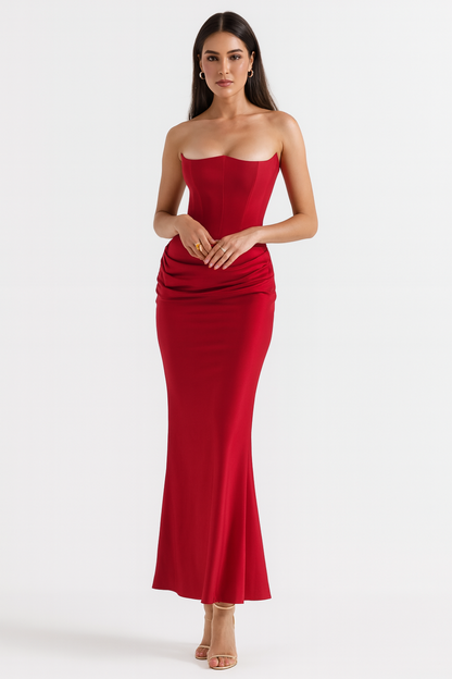 Strapless Maxi Dress Flowing Silhouette