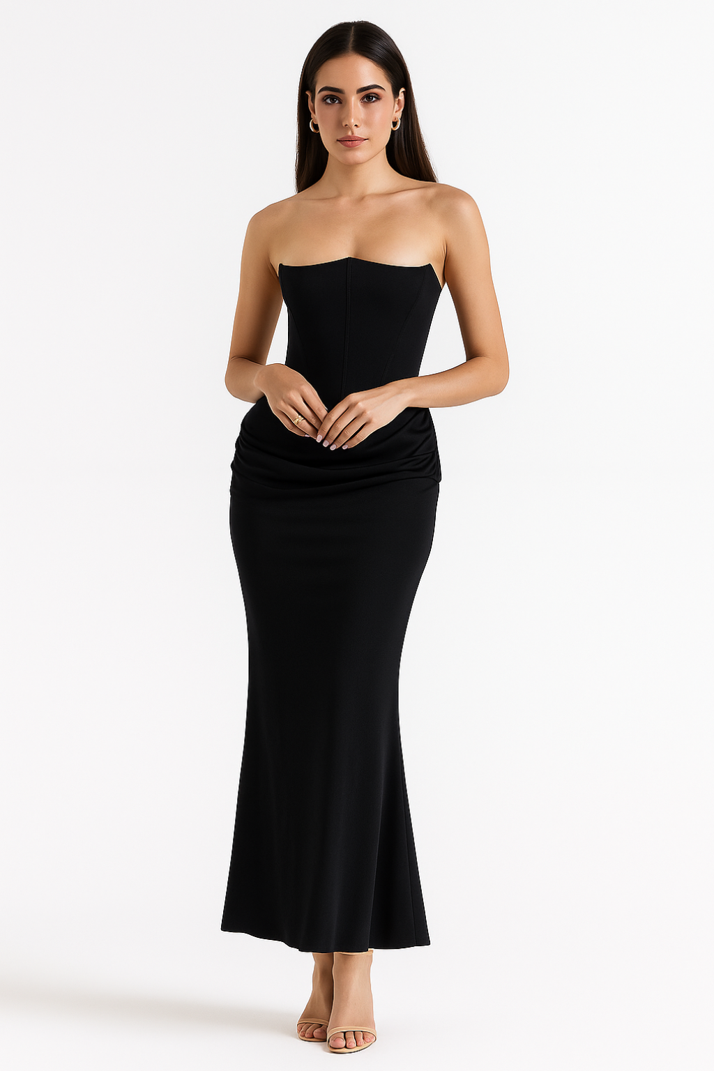 Strapless Maxi Dress Flowing Silhouette