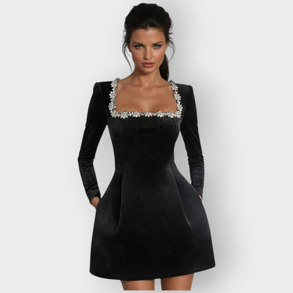 Carolyn™ | Velvet Square-Neck Mini Dress