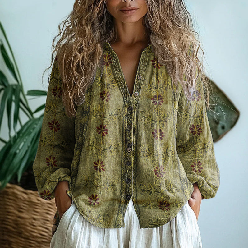 Women's Relaxed Fit Blouse Nature Print