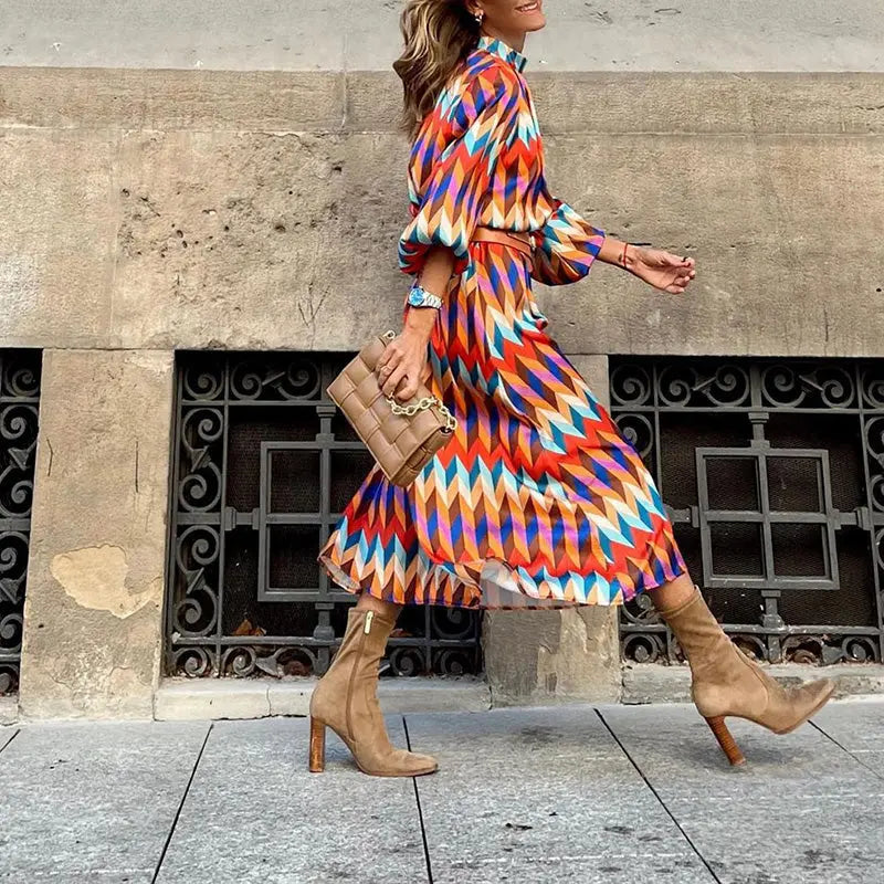 Women's Midi Dress Vibrant Print Lightweight - Vonnera