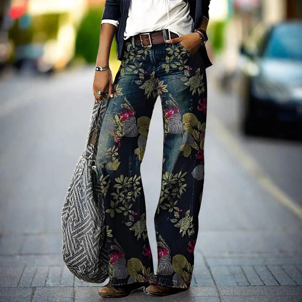 Women's Floral Print Relaxed Fit Jeans - Vonnera