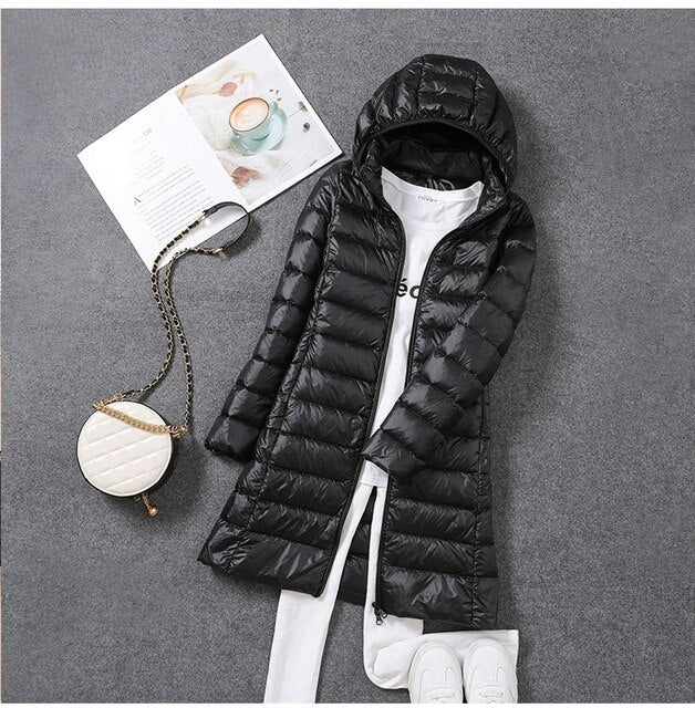 Women's Down Jacket Detachable Hood Insulated