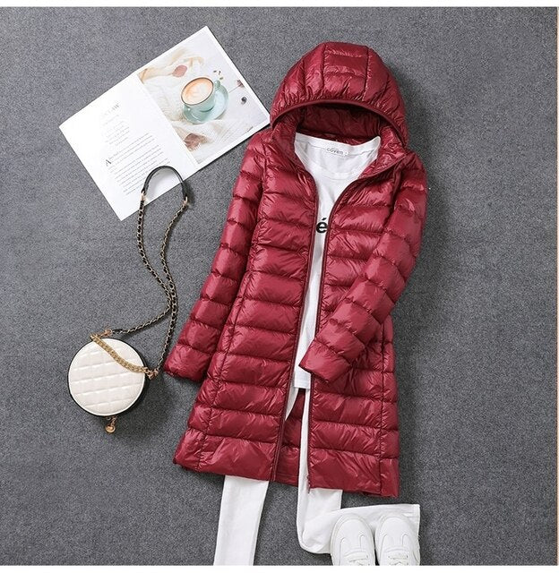 Women's Down Jacket Detachable Hood Waterproof Insulated - Vonnera