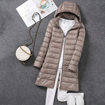 Women's Down Jacket Detachable Hood Insulated