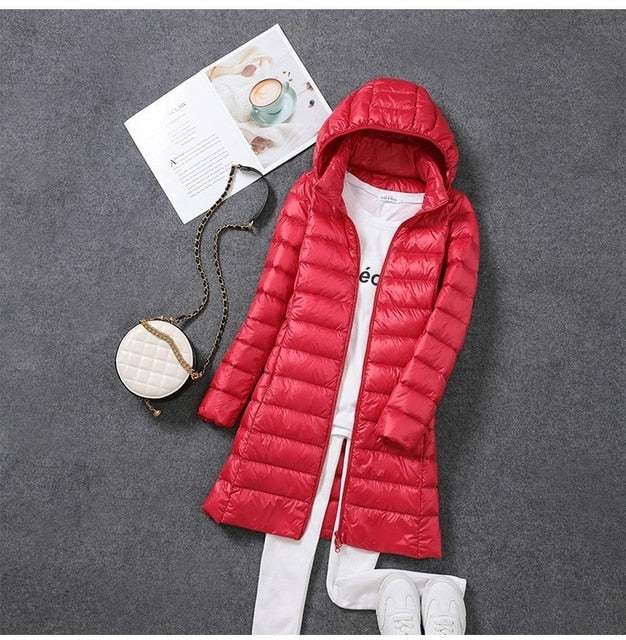 Women's Down Jacket Detachable Hood Insulated