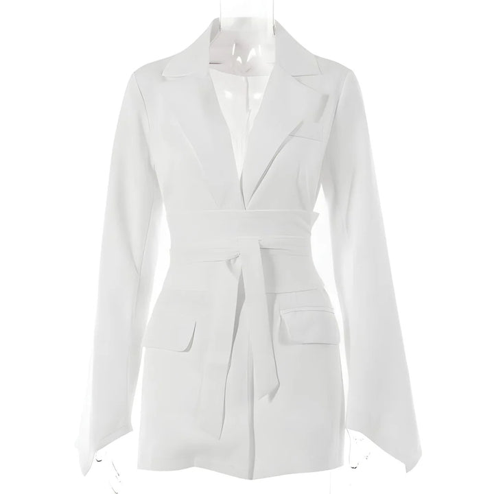 Women's Belted Blazer Elegant Wool