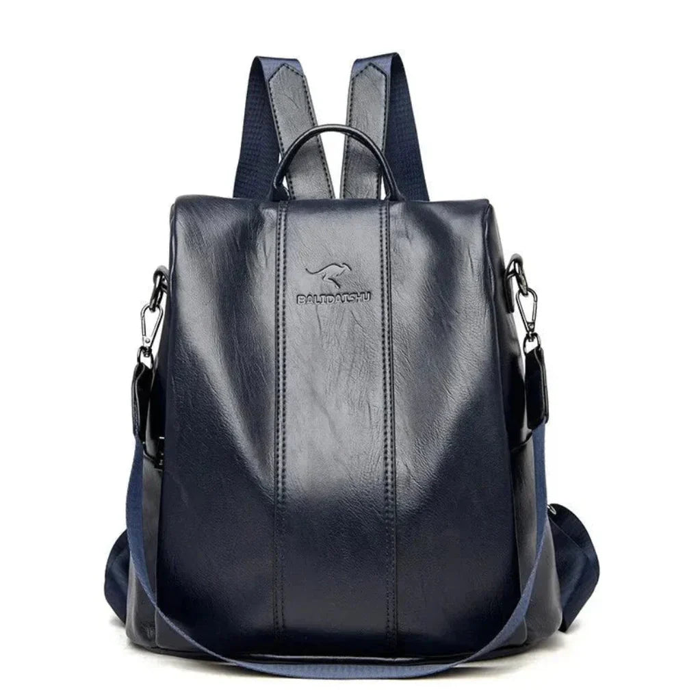 Women's Leather Anti-Theft Backpack Concealed Storage