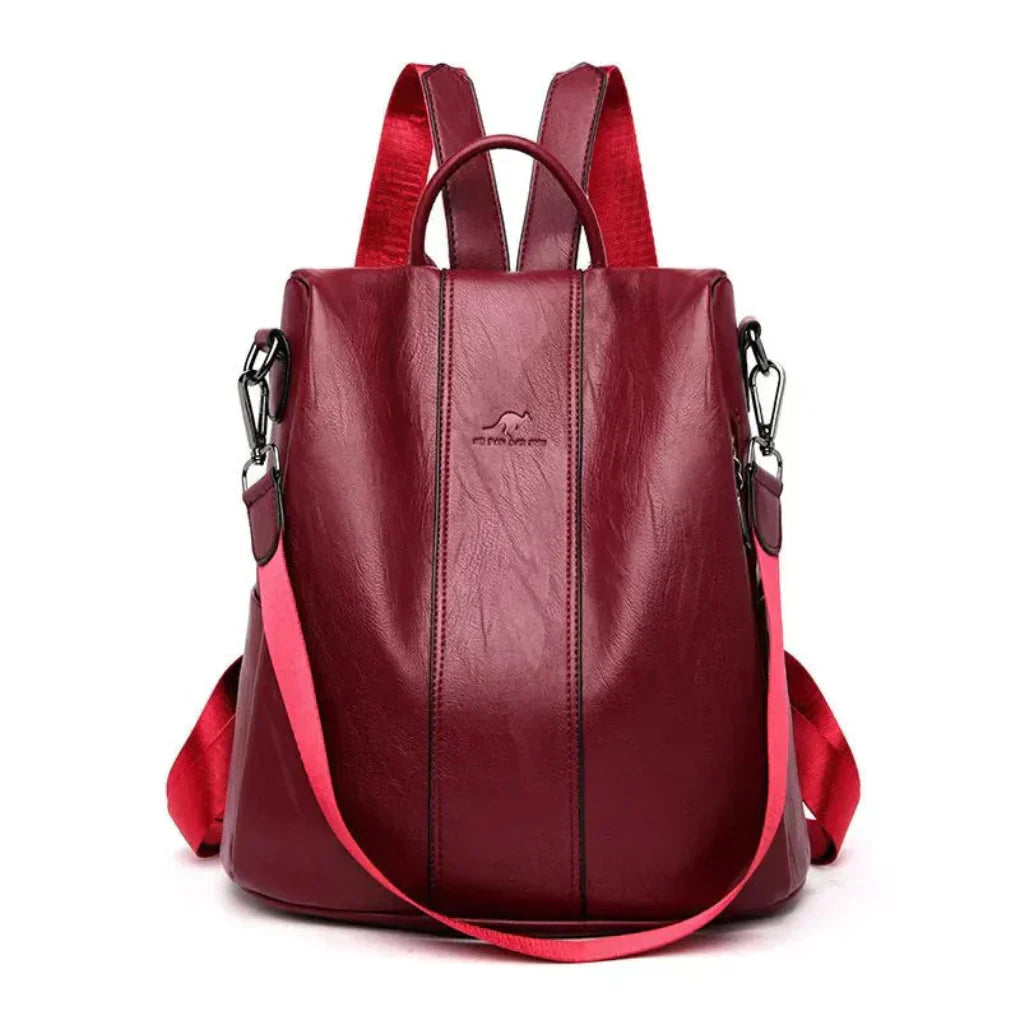 Women's Leather Convertible Backpack Hidden Pockets