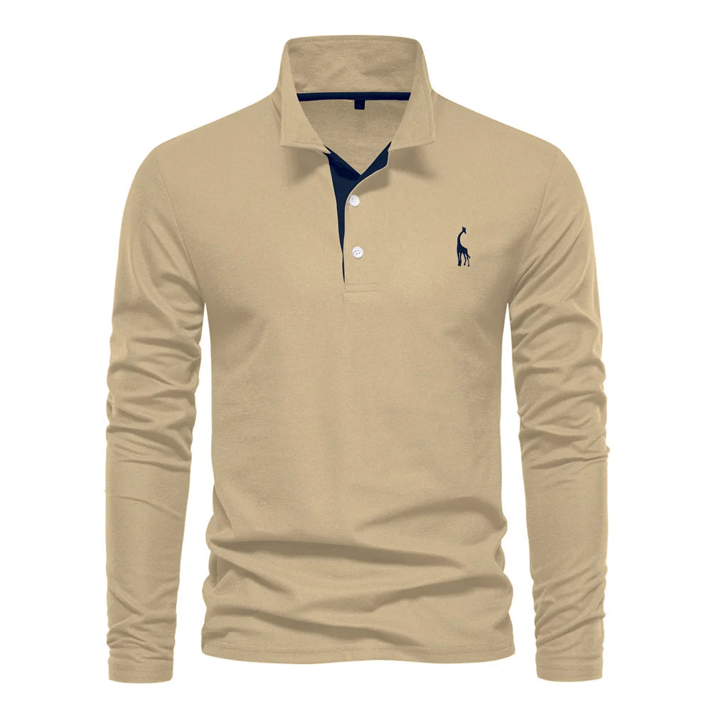 Men's Long Sleeve Polo Jumper Classic Collar Cotton