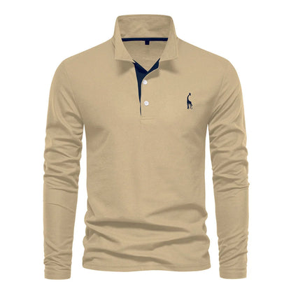 Men's Long Sleeve Polo Jumper Classic Collar Cotton