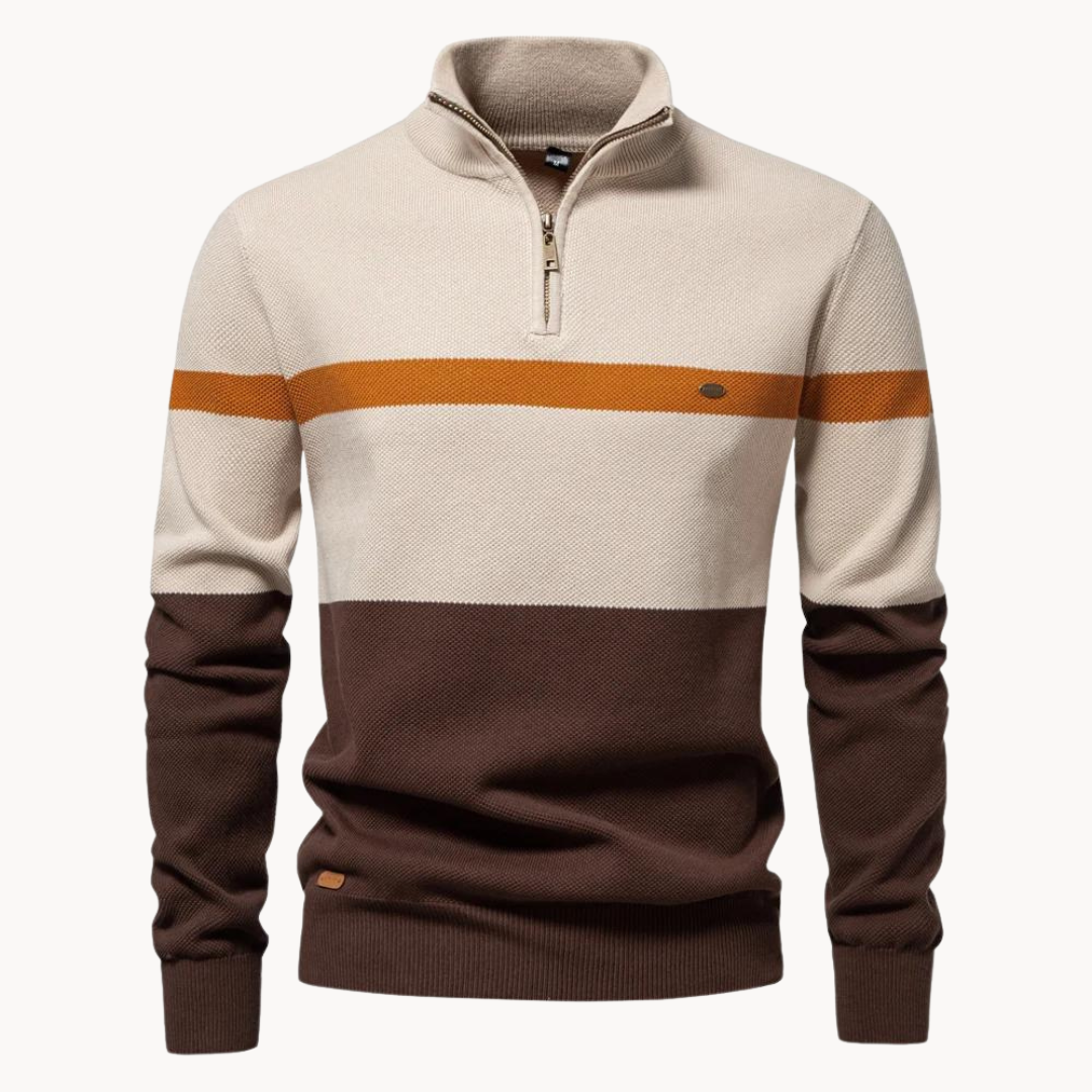 Men's Color Block Quarter-Zip Sweater Acrylic Casual Wear - Vonnera