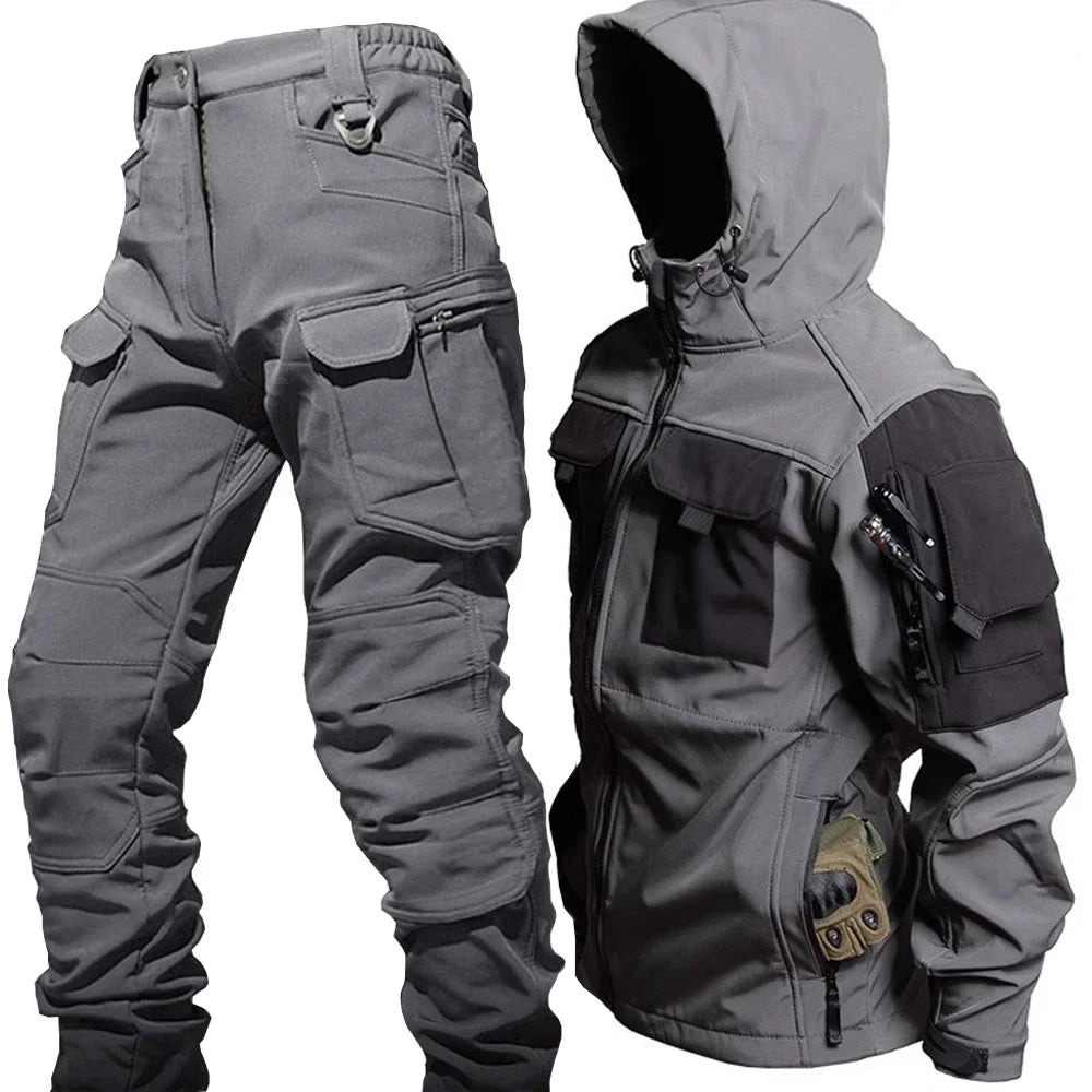 Men's Hooded Jacket Cargo Pants Set