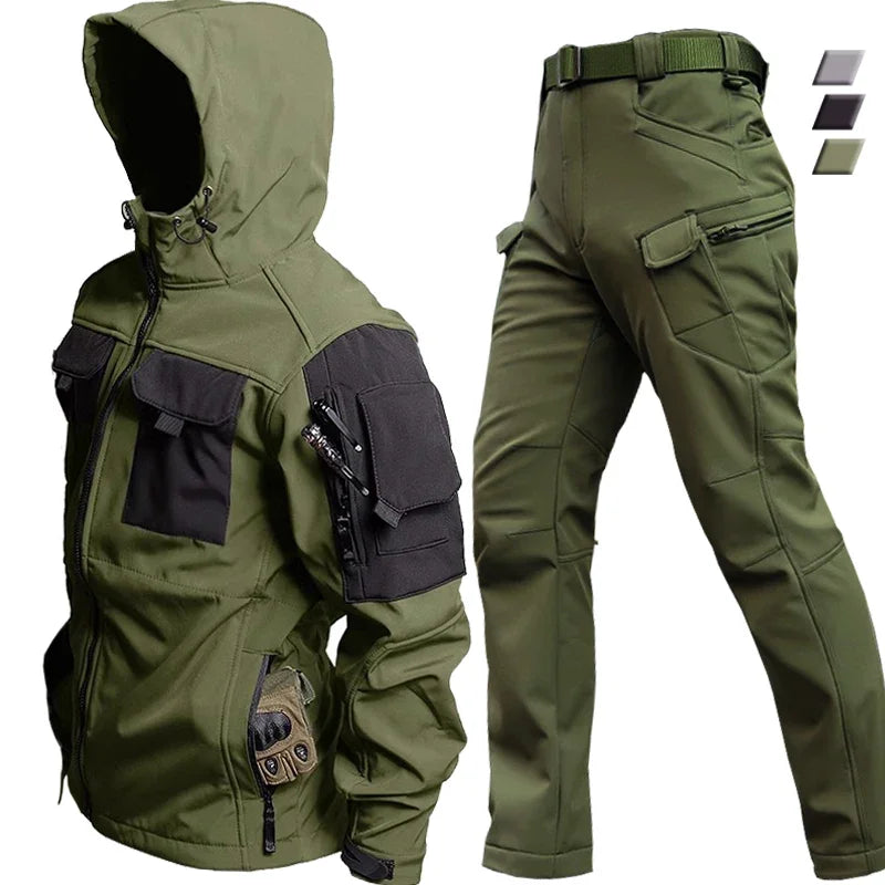 Men's Hooded Jacket Cargo Pants Set