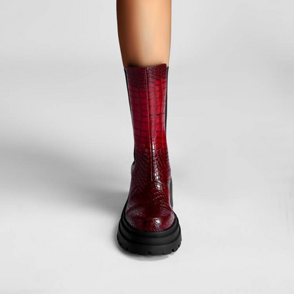 Women's Platform Boots Elastic Side Panels