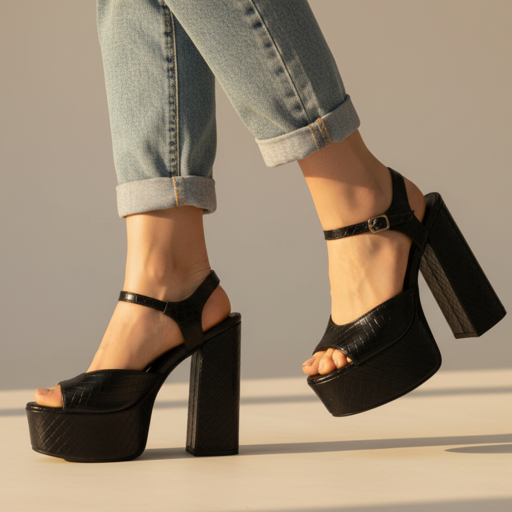 Valentina Women's Buckle Platform High Heels