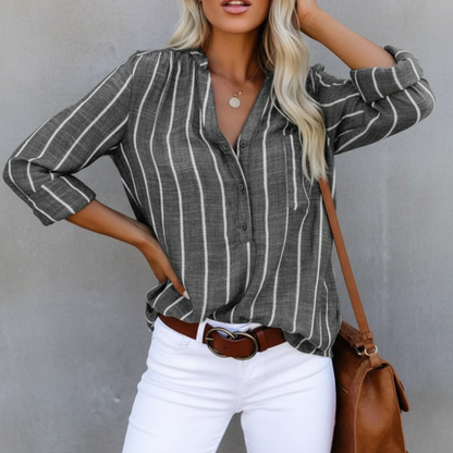 Women's Relaxed Fit Blouse Stripe Shirt