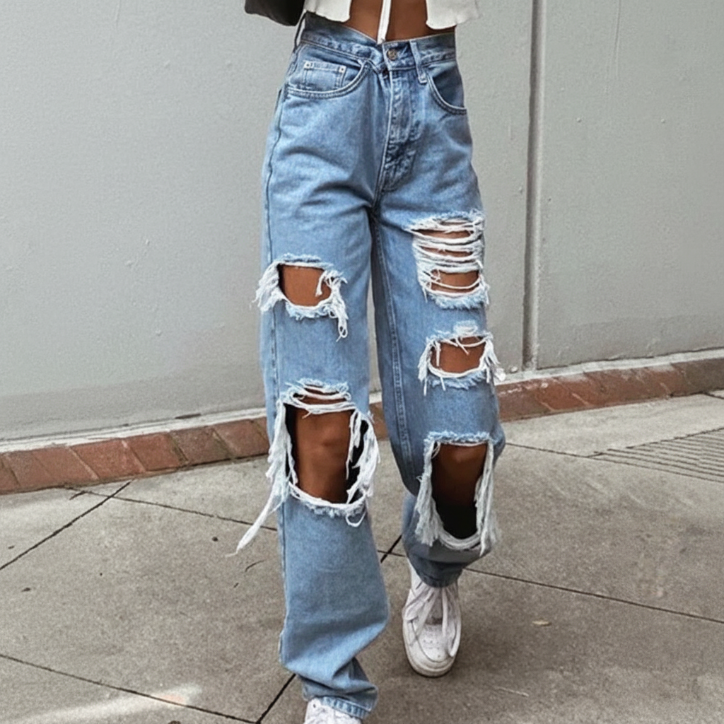 Women's Distressed Denim Jeans - Vonnera