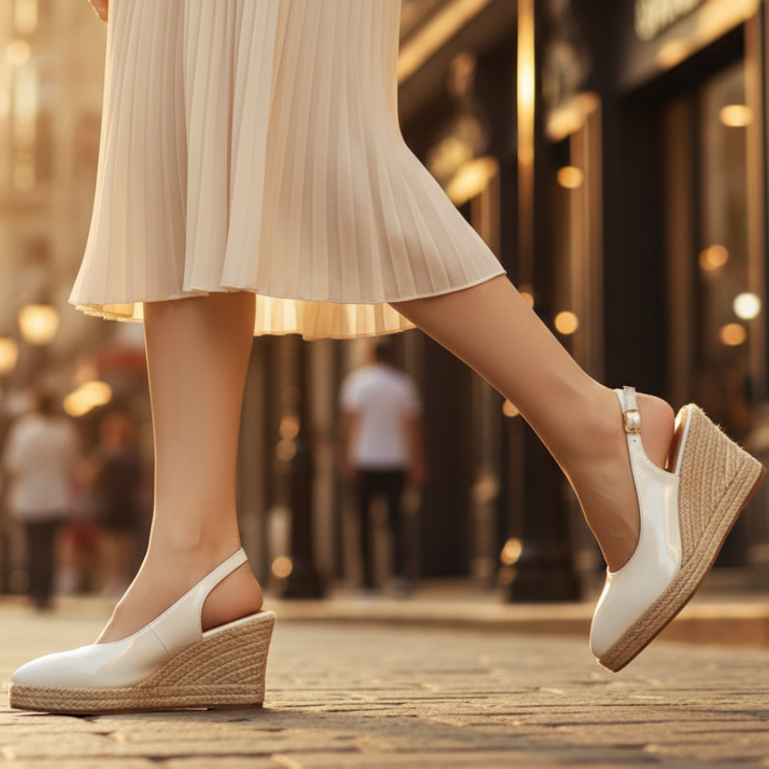 Women's Slingback Wedge Shoes Pointed Toe Buckle Strap