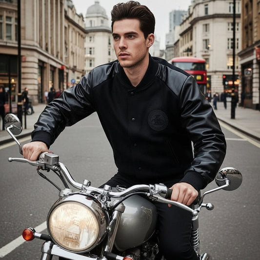 Men's Varsity Jacket Black - Vonnera