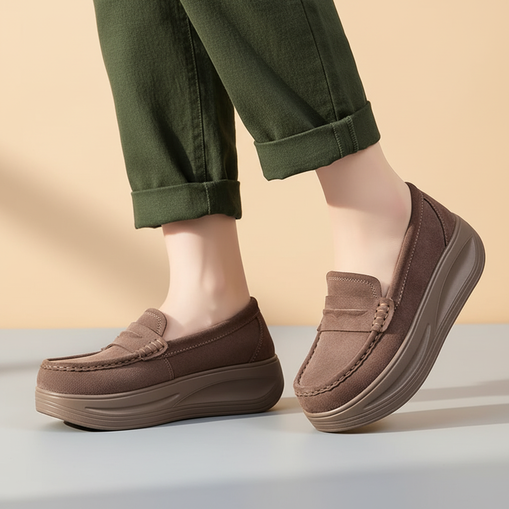 Women's Suede Platform Walking Shoes - Vonnera