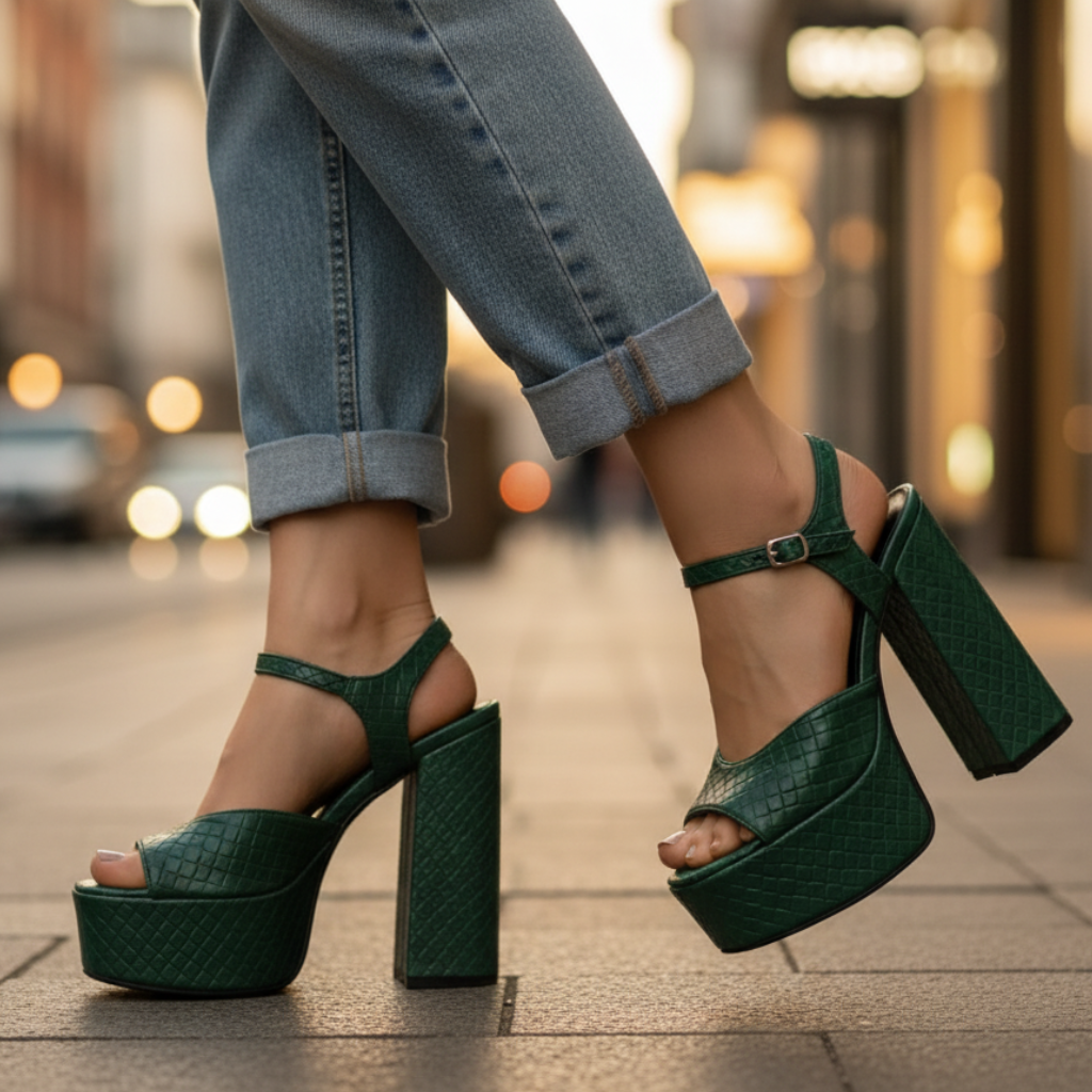Women's Veloura Buckle Platform High Heels