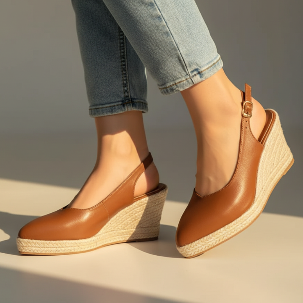 Women's Slingback Wedge Shoes Pointed Toe Buckle Strap - Vonnera