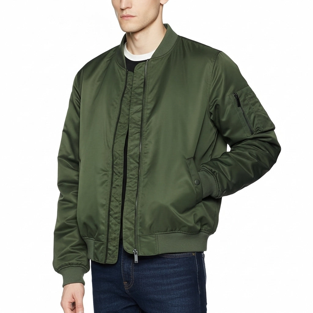 Men's Windproof Bomber Jacket Water Resistant Ma-1 Black