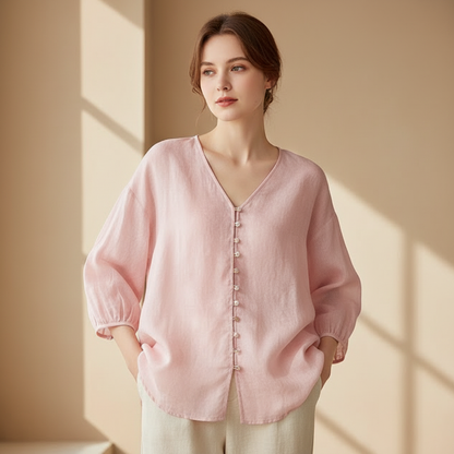 Women's V-Neck Linen