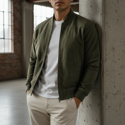 Castello Men's Classic Bomber Leather Jacket