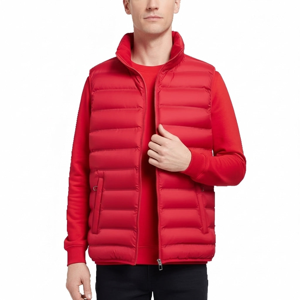 Men's Down Vest Sleeveless Zipper Windproof Solid Color - Vonnera