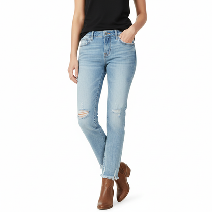 Women's Distressed Straight Leg Jeans - Vonnera