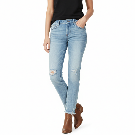 Women's Distressed Straight Leg Jeans - Vonnera