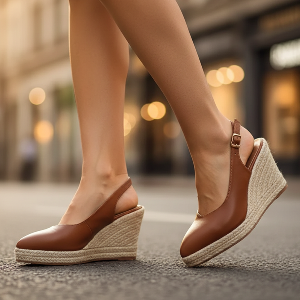Women's Slingback Wedge Shoes Pointed Toe Buckle Strap