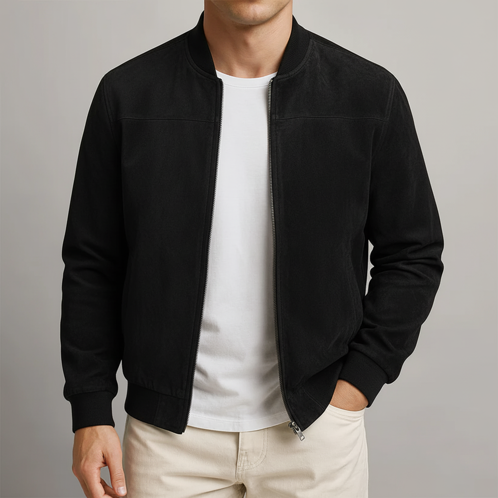 Castello Men's Classic Bomber Leather Jacket