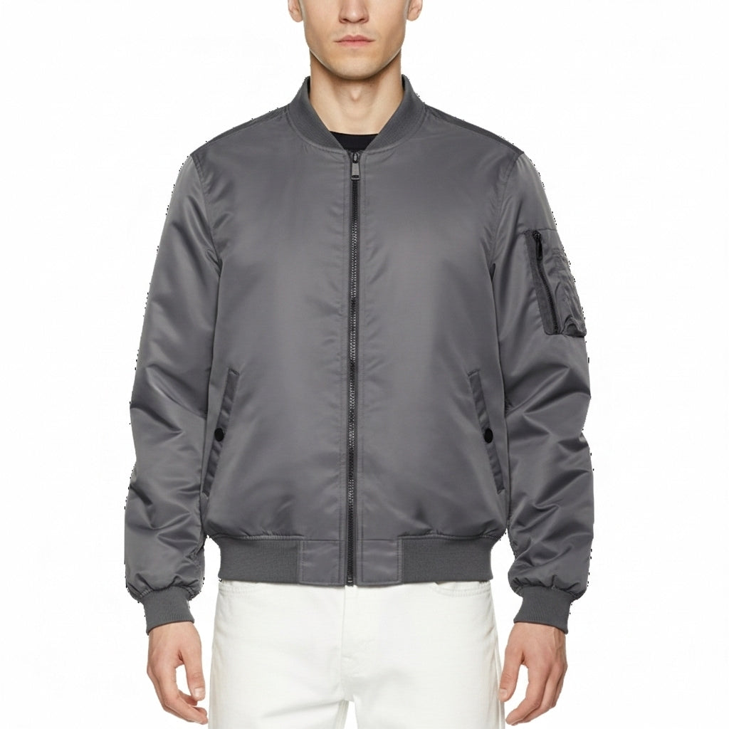 Men's Windproof Bomber Jacket Water Resistant Ma-1 Black